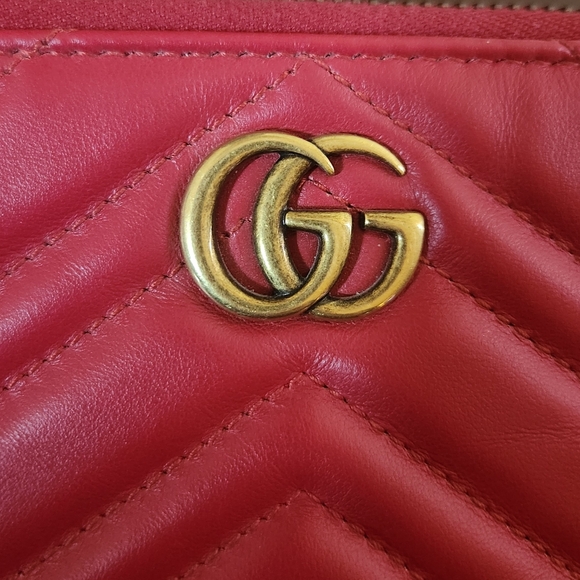 Gucci Red Leather Matelasse GG Marmont Wristlet - Picture 7 of 11